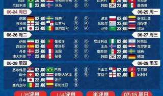 2018世界杯赛程安排图 2018世界杯赛程安排图